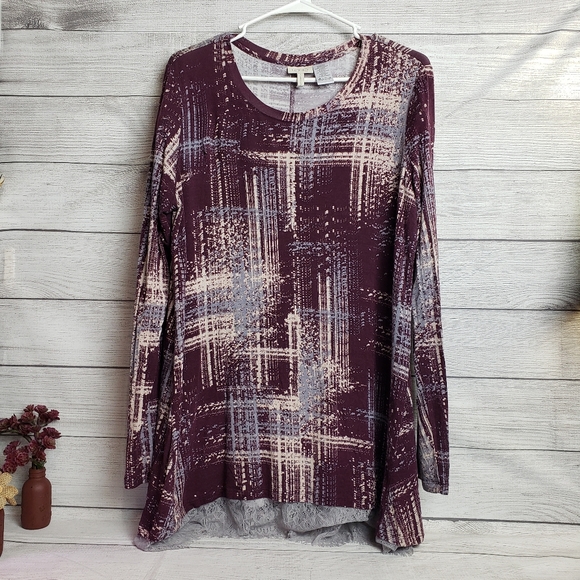 LOGO by Lori Goldstein Tops - LOGO by Lori Goldstein Pullover Long Sleeve Rayon Stretch Tunic Top Womens‎ L